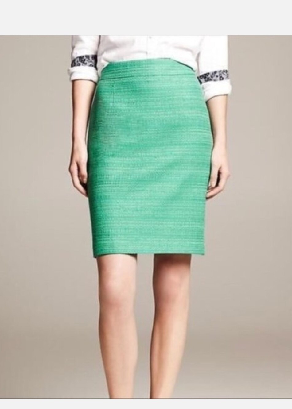 Banana Republic Mint Green Tweed Pencil Skirt